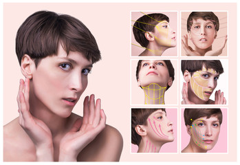 Young female with clean fresh skin. Beautiful woman. Female face and neck. Portrait of young...
