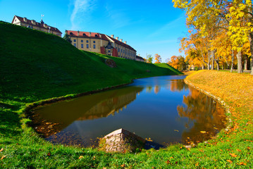 Fototapeta premium Nesvizh. Belarus. Radziwill Castle. Castle pond 