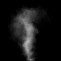 Delicate white smoke waves on black background.