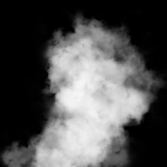 Delicate white smoke waves on black background.