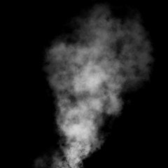 Delicate white smoke waves on black background.
