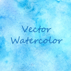 blue watercolor background, texture, template. vector illustration