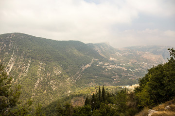 Fototapeta na wymiar Lebanon's Qadisha Valley landscape. The historic Qadisha Valley in Lebanon.
