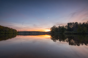 Julian Price Lake near Blowing Rock, North Carolina at dusk 