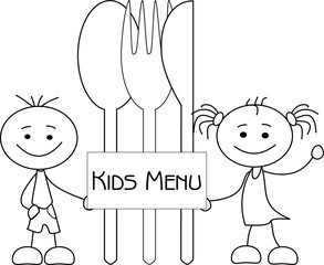 Kids Menu schwarz-weiß