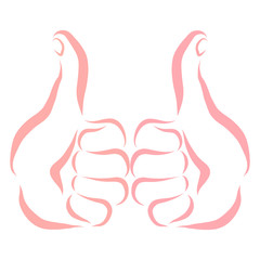 Obraz premium Two hands, thumb up, sign language, pattern