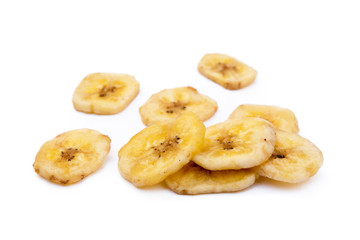  Dried sliced banana isolated on white background