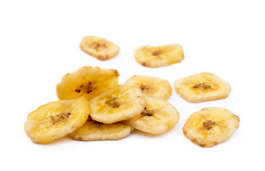  Dried sliced banana isolated on white background