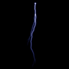 Isolated realistic electrical lightning strike visual effect on black night background. Energy change. 