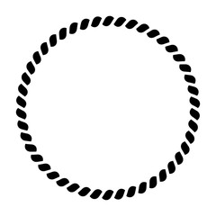 Circle of rope pattern. Ornamental decorative frame. Black vector illustration.