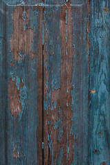 Old blue and brown painted wooden rustic background