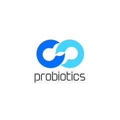 Obraz premium Probiotics logo. Bacteria logo. Concept of healthy nutrition ingredient for therapeutic purposes. Simple flat style trend modern logotype graphic design isolated