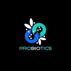 Probiotics logo. Bacteria logo. Concept of healthy nutrition ingredient for therapeutic purposes. Simple flat style trend modern logotype graphic design isolated