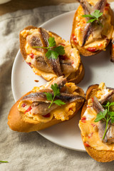 Homemade Anchovy and Sardine Crostini