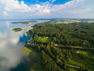 Deurstickers Masurian Canal which was to connect the Great Masurian Lakes with Baltic sea, Mazury, Poland. Upalty and Sosnowka islands on Mamry Lake in the background. © Mariusz Świtulski