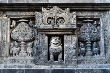 Bas relief showing Hindu mythology in Prambanan temple in Yogjakarta, Java, Indonesia