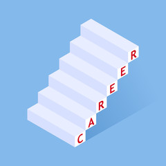 Fototapeta premium Step stair. Ladder career path concept for business growth success process. Stage podium with 6 steps. Vector illustration. Steps sign. Climbing emblem. Career Concept