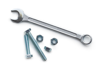 Chrome vanadium wrench and bolts.