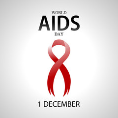 World Aids Day  Red Ribbon Vector. Aids Awareness symbol. December 1