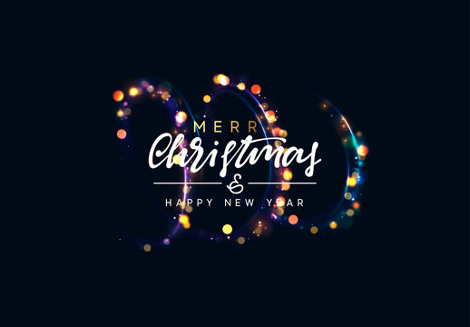 Christmas background with golden lights bokeh