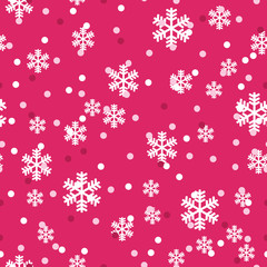 Red white Christmas snowflakes seamless pattern. Great for winter holidays wallpaper, backgrounds, invitations, packaging design projects. Surface pattern design.