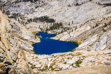Aerial view of Pear Lake in Sequoia National Park, Sierra Nevada mountains, California