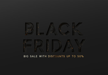 Black Friday sale. Design with embossing paper.