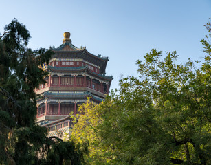 Ornate roof at Summer Palace outside Beijing, China