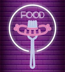 fast food neon light label