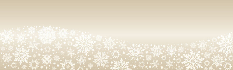 Christmas Vector snowflakes Gold web banner background with silver snowflakes and copy space