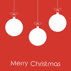 Christmas greeting card. Christmas balls white silhouette. Vecto