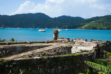 The old castle of Portobelo in the Caribbean of Panama.Historic Village famous for the Pirates History