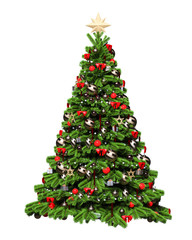 Christmas tree with gifts. 3d render isolate illustration. New Year, holiday.