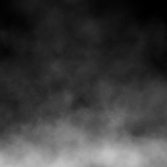 White fog and mist effect on black stage studio showcase room background.