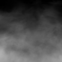 White fog and mist effect on black stage studio showcase room background.