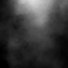 White fog and mist effect on black stage studio showcase room background.