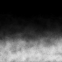 White fog and mist effect on black stage studio showcase room background.