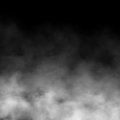 White fog and mist effect on black stage studio showcase room background.