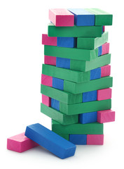 Obraz premium Jenga game of colorful wooden blocks