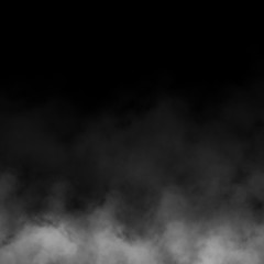 White fog and mist effect on black stage studio showcase room background.
