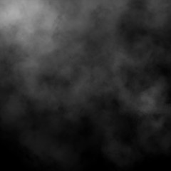 White fog and mist effect on black stage studio showcase room background.