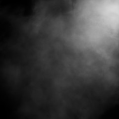 White fog and mist effect on black stage studio showcase room background.