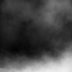 White fog and mist effect on black stage studio showcase room background.
