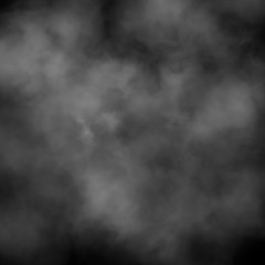 White fog and mist effect on black stage studio showcase room background.