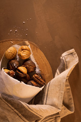 Roasted chestnuts in a paper cone