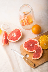 Fototapeta na wymiar aromatic citrus water-grapefruit and orange
