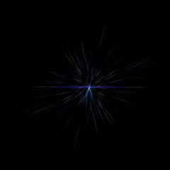 Isolated realistic lens flare visual effect on black night background. Space star. 