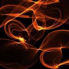 Isolated abstract fire effect on black night background. Digital light in motion.