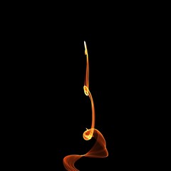 Isolated abstract fire effect on black night background. Digital light in motion.