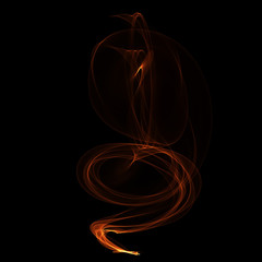 Isolated abstract fire effect on black night background. Digital light in motion.